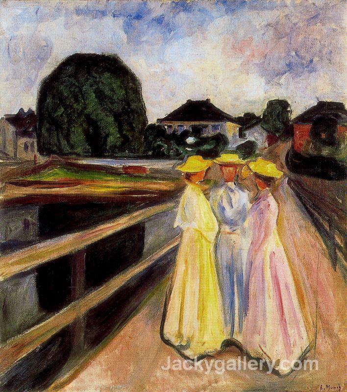 Three Girls on the Jetty by Edvard Munch paintings reproduction